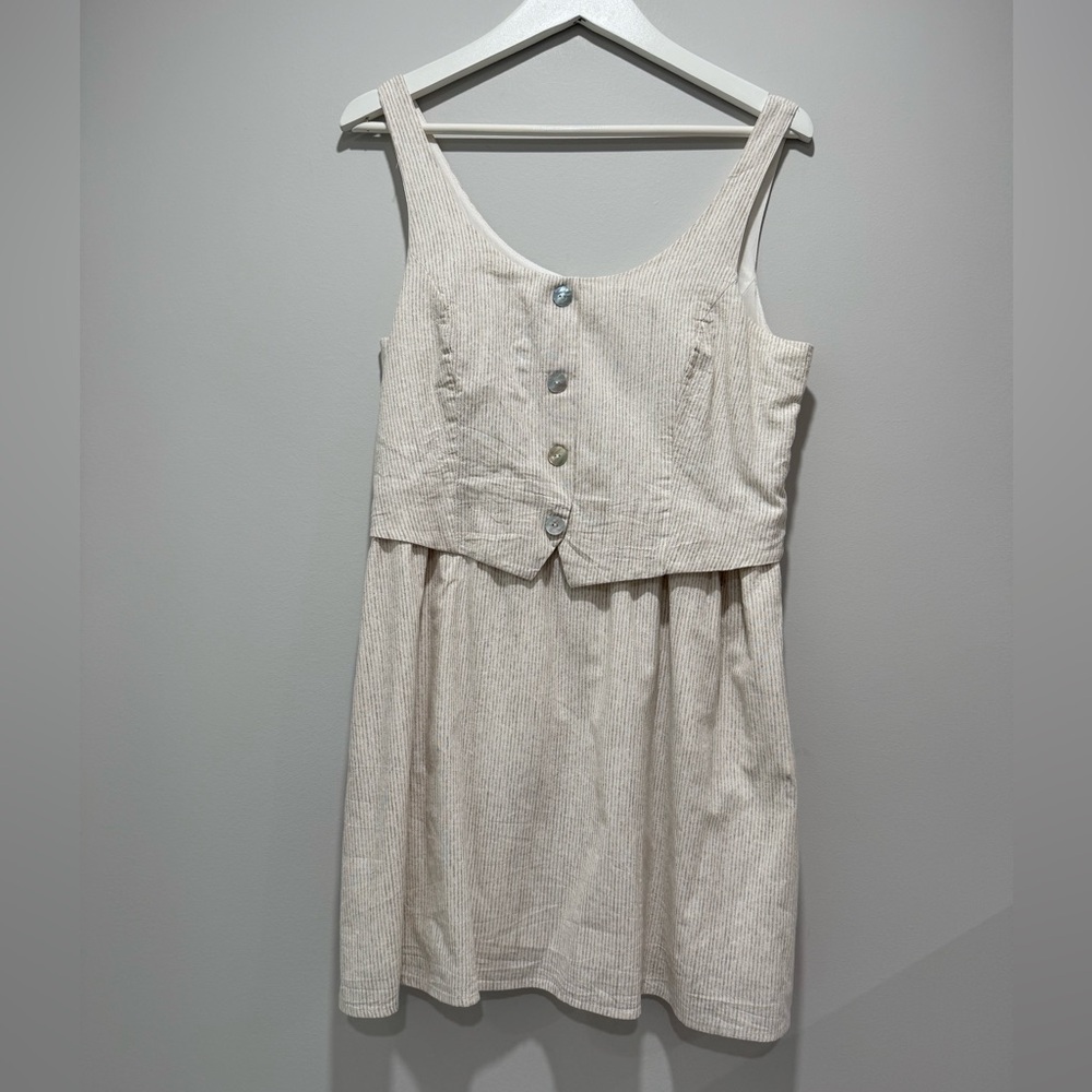 NEW Rachel Paige Stylish Cream Pinstripe Dress Size L NWOT